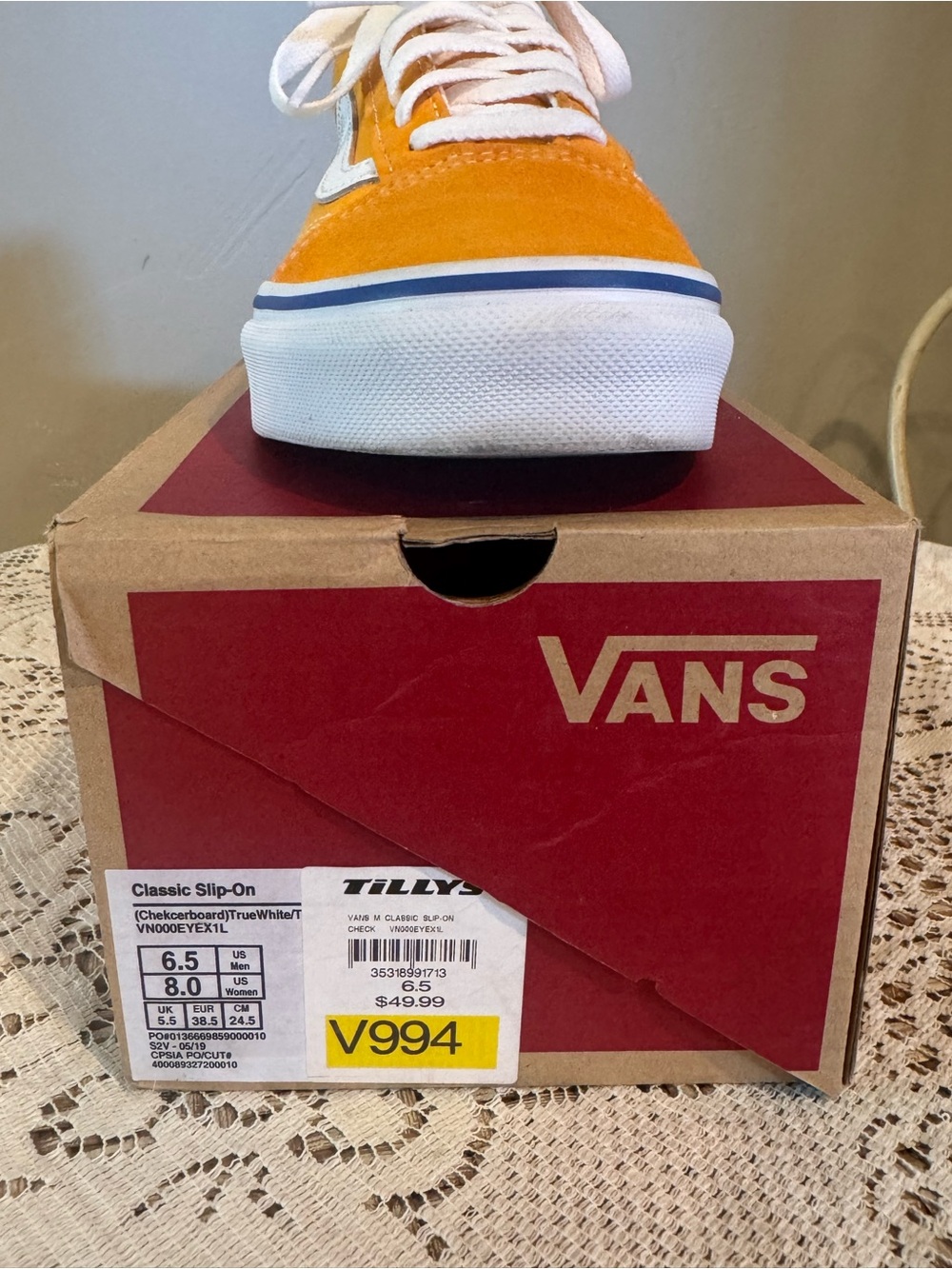 Vans Orange Suede Low-Top Skate Shoe with White Sole